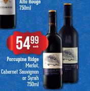 Porcupine Ridge Merlot, Cabernet Sauvignon Or Syrah-750ml Each