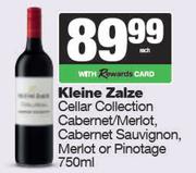 Kleine Zalze Cellar Collection Cabernet/Merlot Sauvignon, Merlot Or Pinotage-750ml
