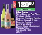 Olive Brook Shiraz/Cab Red Blend,Pinotage,Merlot,Malbec,Cinsault,Shiraz,Moscato-For 3 x 750ml