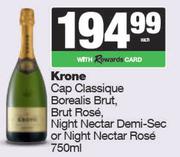 Krone Cap Classique Borealis Brut,Rose Night Nectar Demi Sec Or Night Nectar Rose-750ml