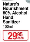 Nature's Nourishment 80% Alcohol Hand Sanitizer-100ml Each