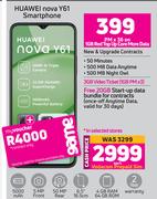 Huawei Nova Y61 Smartphone-On 1GB Red Top Up Core More Data