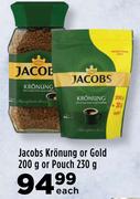 Jacobs Kronung Or Gold 200g Or Pouch 230g-Each