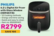Philips 6.2Ltr Digital Air Fryer With Glass Window HD9257/8