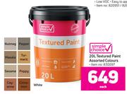 Simple Choice Textured Paint (Assorted Colours)-20L Each