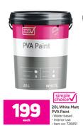 Simple Choice White Matt PVA Paint-20L Each