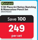Kenzel 38 Piece Art Nation Sketching & Watercolour Pencil Set-Per Set