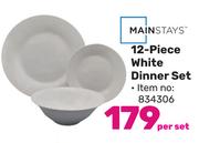 Mainstays 12-Piece White Dinner Set-Per Set