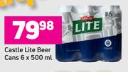 Castle Lite Beer Cans-6 x 500ml