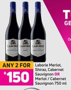 Laborie Merlot, Shiraz, Cabernet Sauvignon Or Merlot/ Cabernet Sauvignon-For Any 2 x 750ml