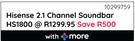 Hisense 2.1 Channel Soundbar HS1800 10299759