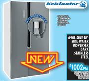 KELVINATOR 690L Side By Side Water Dispenser Dark Stainless Steel 