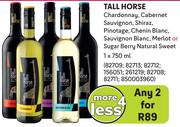 Tall Horse Chardonnay, Cabernet Sauvignon, Shiraz, Pinotage, Chenin Blanc Or Merlot-For Any 2x750ml