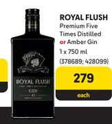 Royal Flush Premium Five Times Distilled Or Anber Gin-750ml Each