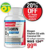 Biogen Vitamin D3 With Coconut Oil 60 Softgel Capsules