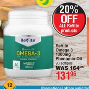 Revite Omega 3 1000mg Phenomin Oil 90 Softgels
