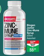 Biogen Junior Zinc Mune Syrup Assorted-200ml