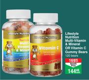 Lifestyle Nutrition Multi Vitamin & Mineral Or Vitamin C Gummy Bears 120 Bears-Each