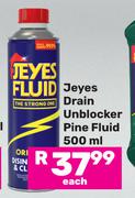Jeyes Drain Unblocker Pine Fluid-500ml Each