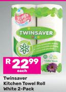 Twinsaver Kitchen Towel Roll White 2 Pack-Each