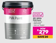 Simple Choice White 20L White PVA Paint
