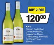 KWV Classic Collection Grenache Blanc,sauvignon Blanc,Chardonnay,Moscato Or Shiraz/Rose-For 2x750ml