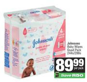 Johnsons Baby Wipes Quad Pack-244s/288s Per Pack
