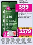 2 x Samsung Galaxy A14 Smartphone-On 1.2GB Red Top Up Core More Data