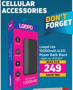 Loopd Lite 10000 Mah 4 LED Power Bank Black