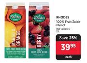 Rhodes 100% Fruit Juice Blend (All Variants)-2L Each