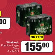 Windhoek Premium Lager Cans-For 2 x 6x440ml