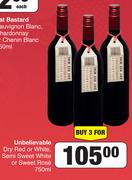 Unbelievable Dry Red Or White, Semi Sweet White Or Sweet Rose-For 3 x 750ml