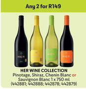 Her Wine Collection Pinotage, Shiraz, Chenin Blanc Or Sauvignon Blanc-For 2 x 750ml
