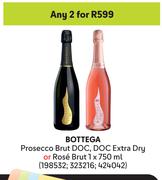 Bottega Prosecco Brut DOC, DOC Extra Dry Or Rose Brut-For 2 x 750ml