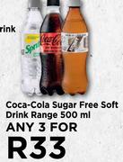 Coca-Cola Sugar Free Soft Drink Range-For Any 3 x 500ml