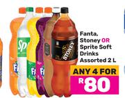Fanta Stoney Or Sprite Soft Drinks Assorted-For Any 4 x 2Ltr