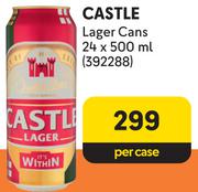 Castle Lager Cans-24 x 500ml Per Case
