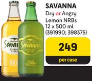 Savanna Dry Or Angry Lemon NRBs-12 x 500ml Per Case