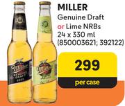 Miller Genuine Draft Or Lime NRBs-24 x 330ml Per Case