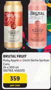 Brutal Fruit Ruby Apple Or Litchi Seche Spritzer Cans-24 x 500ml Per Case