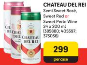 Chateau Del Rei Semi Sweet Rose, Sweet Red Or Sweet Perle Wine-24 x 250ml Per Case