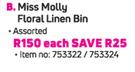Miss Molly Floral Linen Bin-Each