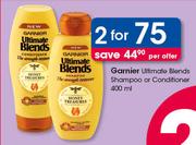 Garnier Ultimate Blends Shampoo Or Conditioner-2x400ml Per Offer