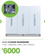 Nara 6 Door Wardrobe Bedroom 2400 x 450 x 2100mm 1-283