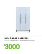 Nara 3 Door Wardrobe Bedroom 1200 x 450 x 2100mm 1-285