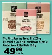 You First Banting Bread Mix 200g,Essential 4 Seed Mix,Sunflower Seeds OrGluten Free Rolled Oats 500g