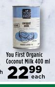 You First Organic Coconut Milk-400ml Each