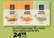 You First Cayenne Pepper 150g, Turmeric 150g Or Banting Snack Mix 100g-Each