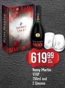 Remy Martin VSOP-750ml & 2 Glasses-Per Pack