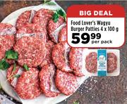 Food Lover's Wagyu Burger Patties-4 x 100g Per Pack